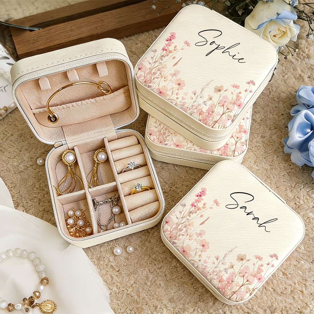 Caja de Joyería Beige Personal - Jewelry Making Birthday Party reseña y precio